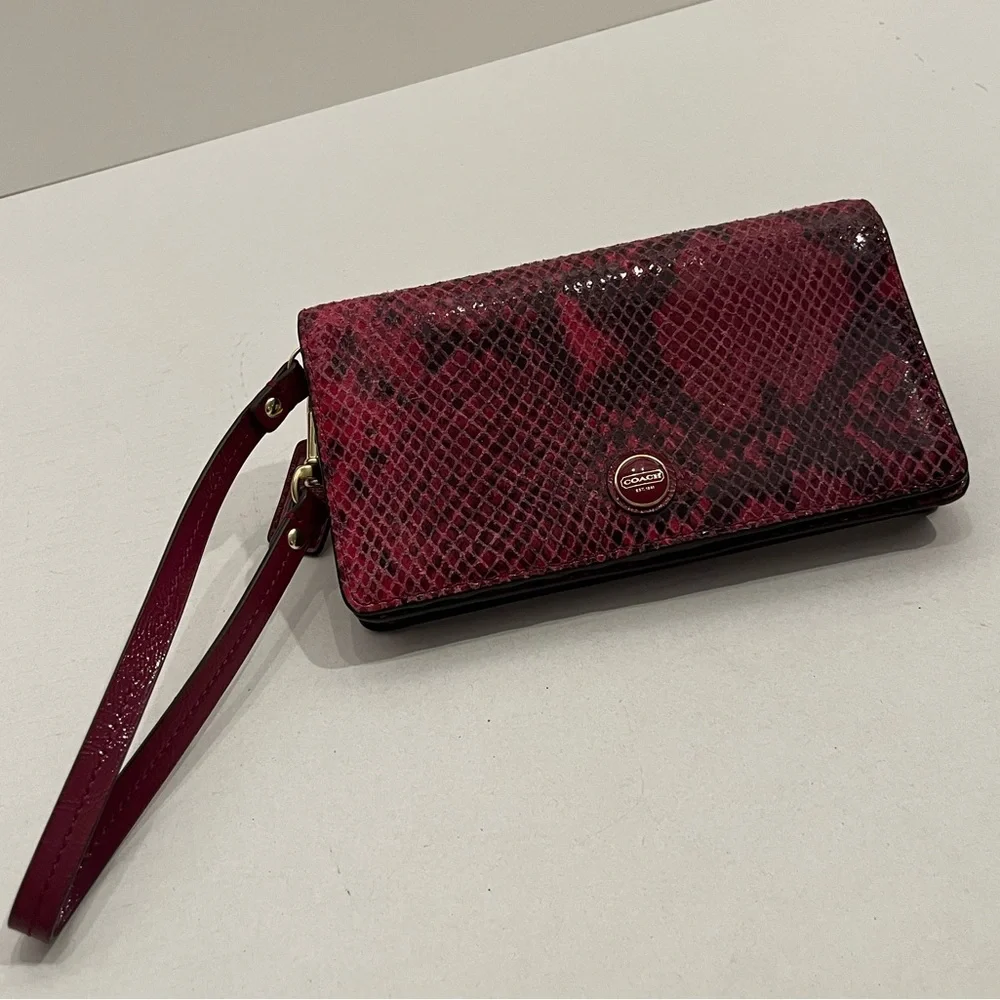 Coach Fuchsia Snakeskin Wallet - Picture 2 of 10